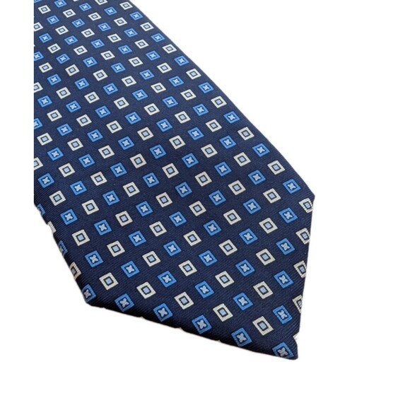 NEW Brooks Brothers 346 Silk Tie 58 x 3.25" Blue Geometric USA Made $50 MSRP - Picture 1 of 8